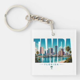 Porte-clés Tampa Floride Horizon Nom de Ville Voyage Côtier