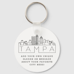 Porte-clés Tampa, Floride, Skyline Stylisé  Slogan personnal