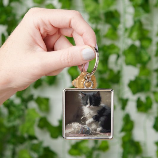 Porte-clés Tangup Dans Fun Black and White Kitten (main)