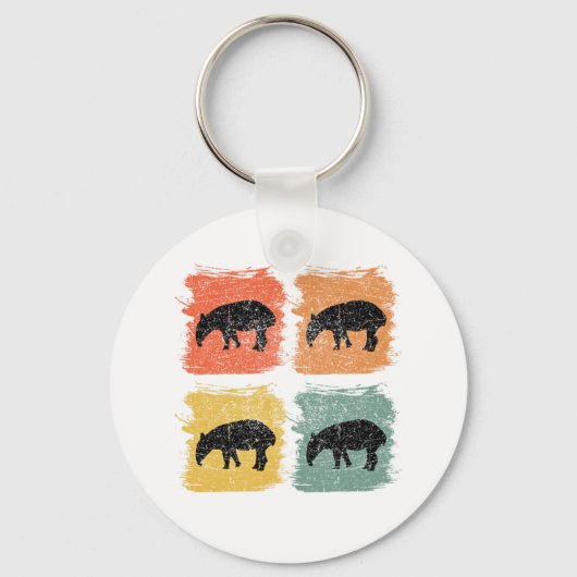 Porte-clés Tapir Animal Retro Pop Art Cadeau (Recto)