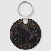 Porte-clés Tapis de table Fleurs noires gothiques baroques (Recto)