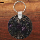 Porte-clés Tapis de table Fleurs noires gothiques baroques (Verso)