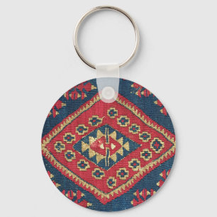 Porte-clés Tapis Kilim Turc Rouge Bleu Antique