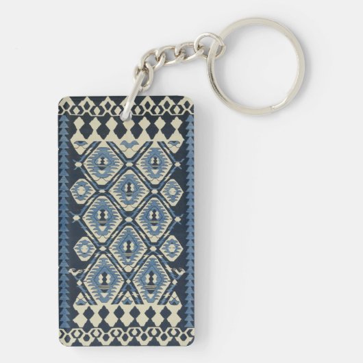 Porte-clés Tapis persan turc oriental bleu (Dos)