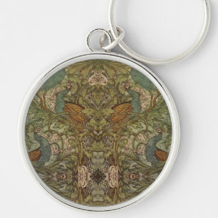 Porte-clés Tapisserie jacquard à fleurs de paon Art nouveau