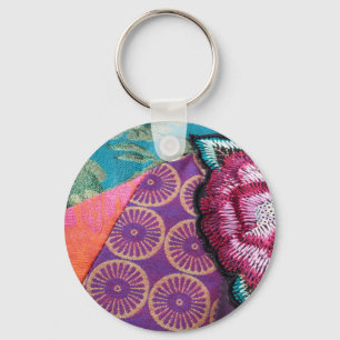Porte-clés tapisserie rose