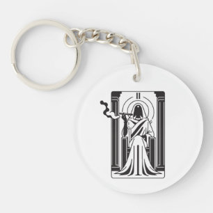 Porte-clés Tarot Grande Prêtresse Fumée de Weed Occulte