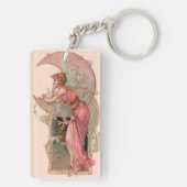 PORTE-CLÉS TAROTS/ LADY DE LA LUNE AVEC FLEURS EN ROSE (Dos)