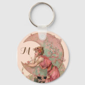 PORTE-CLÉS TAROTS/ LADY DE LA LUNE, FLEURS EN MONOGRAMME ROSE (Verso)
