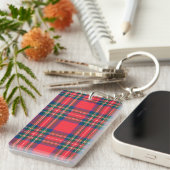 Porte-clés Tartan Plaid Red Classic Festive Noël (Devant droit)
