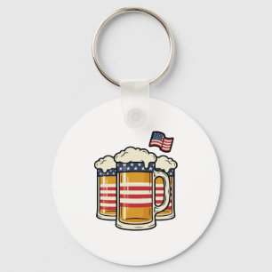 Porte-clés Tasse à bière patriotique design vectoriel vintage