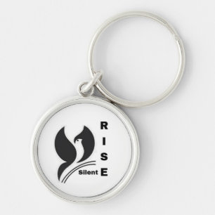 Porte-clés Tasse à café noire minimaliste avec logo d'oiseau