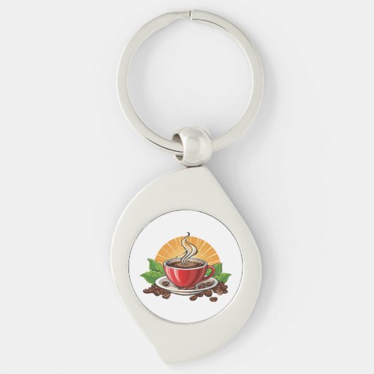 Porte-clés Tasse à café rouge (Devant)
