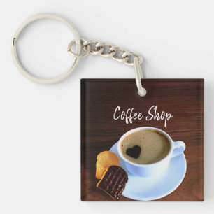 Porte-clés Tasse de café Cookie Cœur en forme de mousse Café