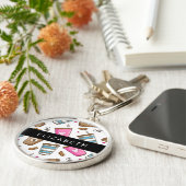 Porte-clés Tasses À Café, Haricots À Café, Coeurs, Votre Nom (Côté)