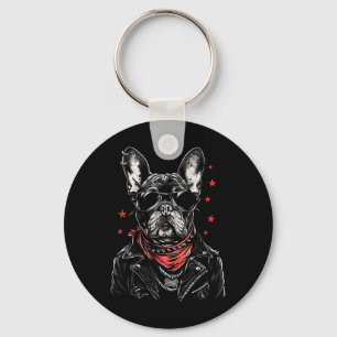Porte-clés Tatouage Art Français Bulldog Chien Cool Français