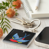 Porte-clés Tatouage bleu rouge avale (Devant Droit)