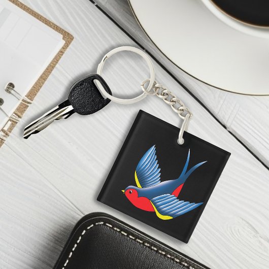 Porte-clés Tatouage bleu rouge avale