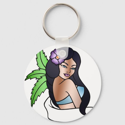 Porte-clés tatouage de fille hawaïenne (Recto)