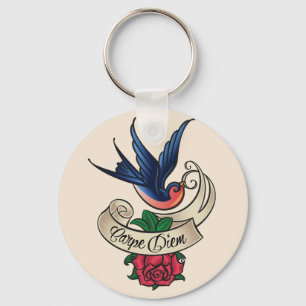 Porte-clés Tatouage d'oiseau bleu de Carpe Diem