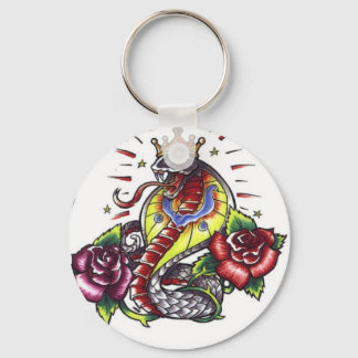 Porte-clés tatouage rose de serpent dagger