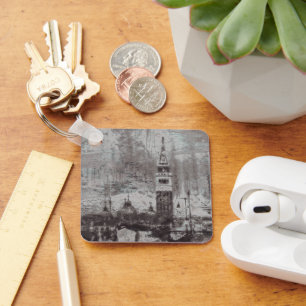 Porte-clés Taupe et Cyan en détresse Skyline Venice Italie