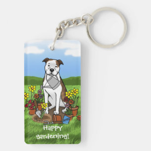 Porte-clés Taureau de jardinage à fleurs mignonnes (blanc de
