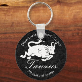 Porte-clés Taurus Zodiac Astrologie Caractère Noir Personnali (Recto)