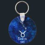 Porte-clés Taurus Zodiac Constellation Blue Galaxy Monogramme<br><div class="desc">Taurus Zodiac Constellation Blue Galaxy Monogramme Design. Avec police de script brossé tendance, couleur arrière - plan céleste bleu foncé, constellation d'étoiles brillantes et symbole The Bull. Symbole astrologique moderne Horoscope de naissance, est parfait pour n'importe quel Anniversaire Taurien Du 20 avril au 20 mai! Avec Monogrammed en option Premier...</div>