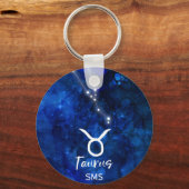 Porte-clés Taurus Zodiac Constellation Blue Galaxy Monogramme (Recto)