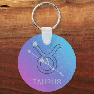 Porte-clés Taurus Zodiac Star Sign Watercolor Horoscope