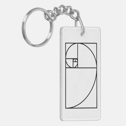 Porte-clés Taux d'or de Fibonacci - art mathématique unique (Devant gauche)