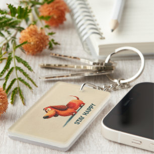 Porte-clés Tay Happy Dog – Citation Positive Mignonne Art