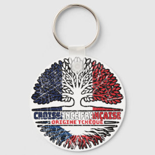 Porte-clés Tchéquie France France Arbre Drapeau