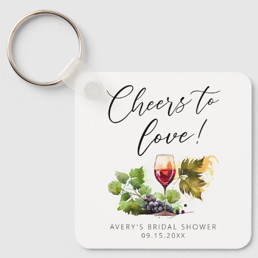 Porte-clés Tchin Tchin Amour Chic Faveur de Vin Aquarelle (Recto)