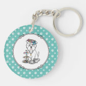 Porte-clés Tea Party Westie Dog West Highland White Terrier (Dos)