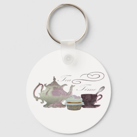 Porte-clés Tea Time Pink Cupcake Hearts Art (Recto)
