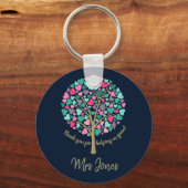 Porte-clés Teacher appreciation venft gold glitter heart tree (Recto)