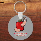 Porte-clés Teacher Appréciation Worm in Apple Ajouter un nom (Recto)