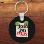 Porte-clés Teacher Loves Brains Funny Halloween Teacher Shir (Recto)
