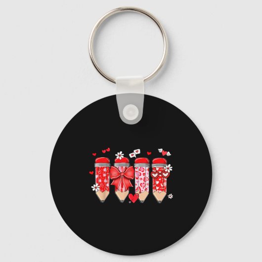 Porte-clés Teacher Valentine Coquette Bow Pencil Teacher Vale (Recto)