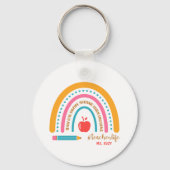 Porte-clés #Teacherlife Rainbow Nom de l'enseignant personnal (Verso)