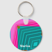 Porte-clés Teal and Pink Modern Geometric (Verso)