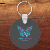Porte-clés Teal And Purple Butterfly Suicide Prevention Aware (Recto)