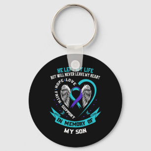 Porte-clés Teal And Purple Suicide Awareness Ribbon In Memory