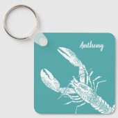 Porte-clés Teal Blue and White Lobster Personalized (Recto)