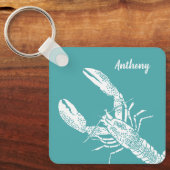 Porte-clés Teal Blue and White Lobster Personalized (Recto)