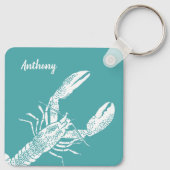 Porte-clés Teal Blue and White Lobster Personalized (Dos)