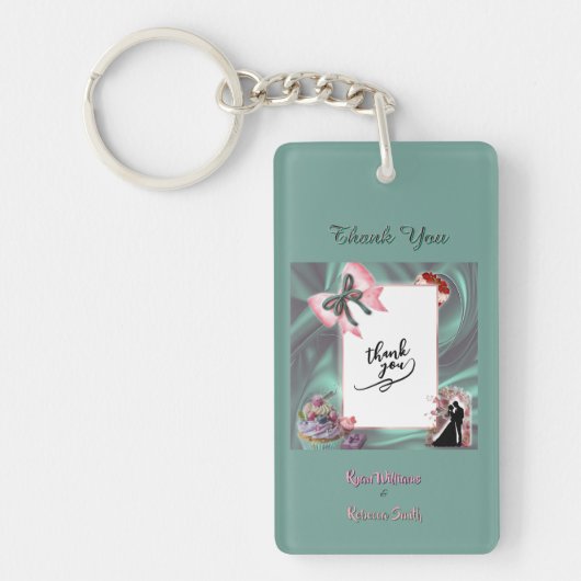 Porte-clés Teal & Blush Wedding Acrylic Keychain  (Devant)