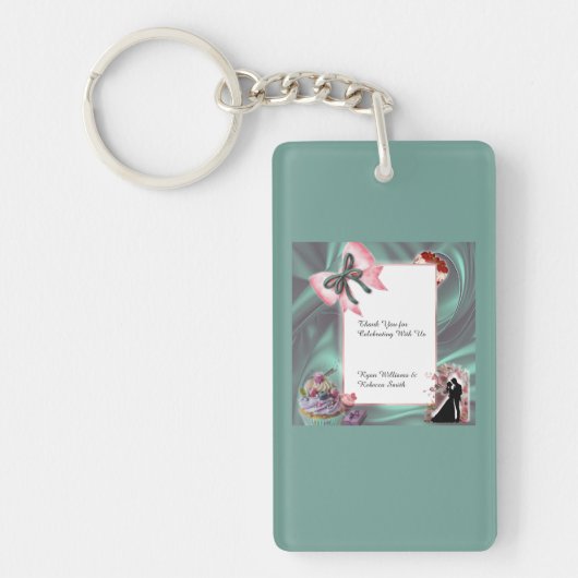 Porte-clés Teal & Blush Wedding Favor Keychain (Devant)